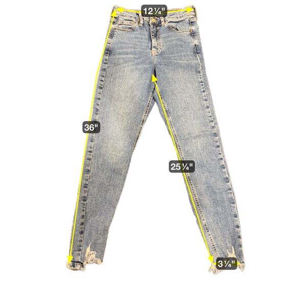 Topshop -Wmns Jeans-Jamie Skinny Stretch-Med Wash Denim-Distressed Hem-26x30 - Picture 3 of 16